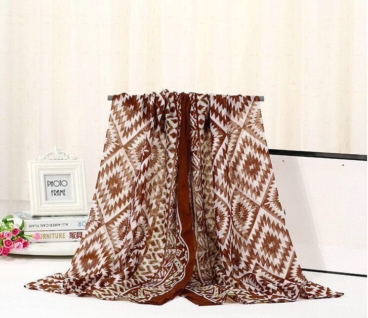 Fashion Women Print Bamboo Fiber Scarves Wraps Scarf Shawl 180*90CM - Beige