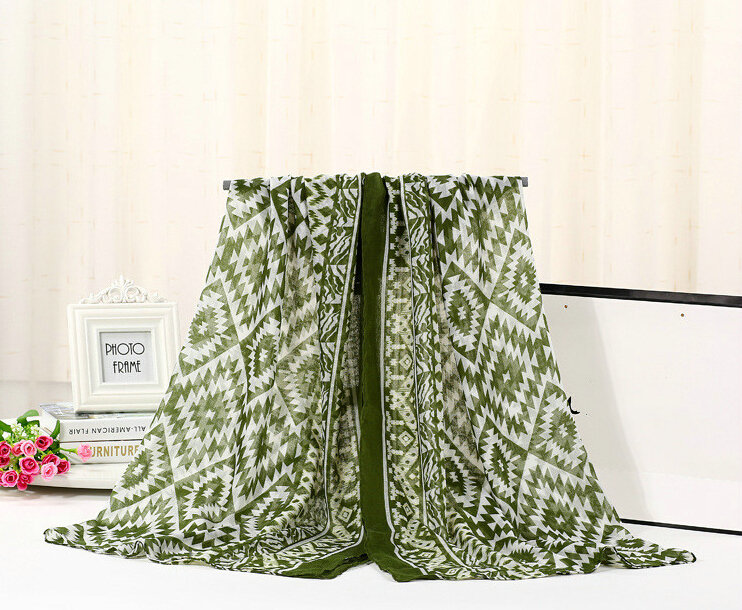 Fashion Women Print Bamboo Fiber Scarves Wraps Scarf Shawl 180*90CM - Green