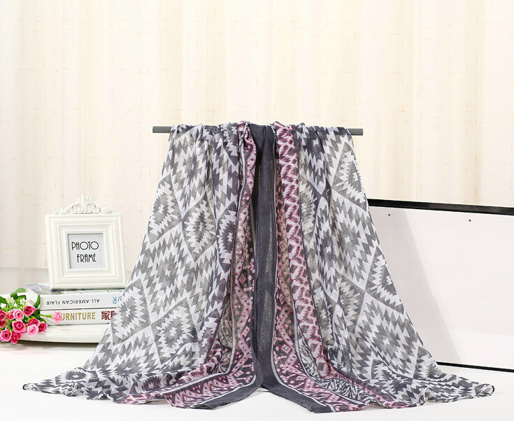 Fashion Women Print Bamboo Fiber Scarves Wraps Scarf Shawl 180*90CM - Grey