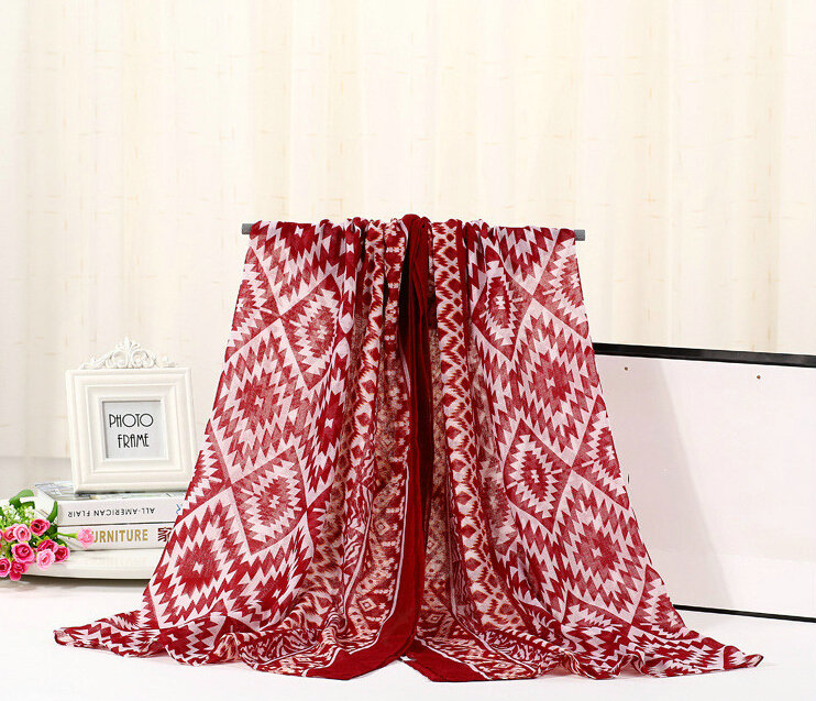 Fashion Women Print Bamboo Fiber Scarves Wraps Scarf Shawl 180*90CM - Red