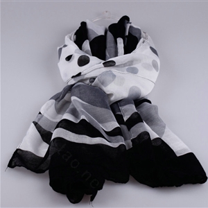 Free Striped Women Scarf Dot Bamboo Fiber Warm Scarves Wraps 180*90CM - Black