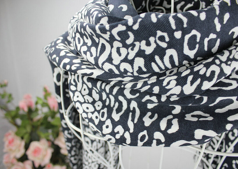 Fringed Leopard Print Scarf Shawls Women Winter Warm Cashmere Panties 180*70CM - Black