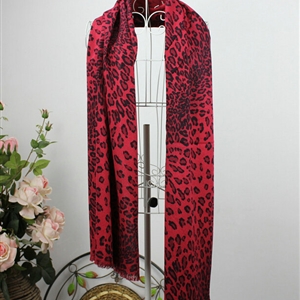 Fringed Leopard Print Scarf Shawls Women Winter Warm Cashmere Panties 180*70CM - Red