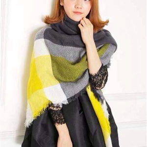 Fun Striped Scarf Shawls Pashmina Women Warm Cashmere Scarves 140*140CM - Yellow