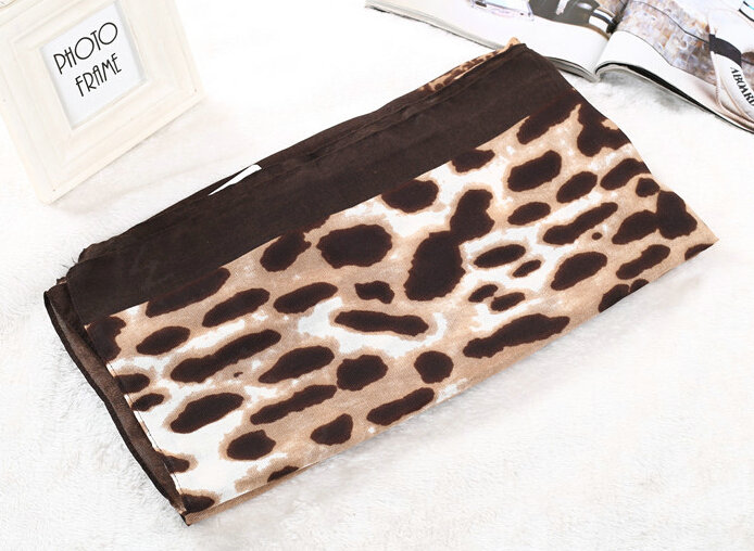 Leopard Print Scarf Shawls Women Winter Warm Cotton Panties 180*95CM - Brown