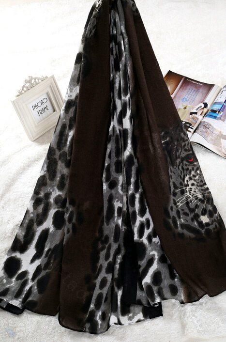 Leopard Print Scarf Shawls Women Winter Warm Cotton Panties 180*95CM - Grey