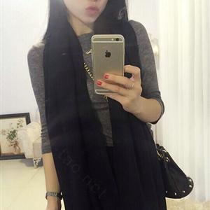 Pashmina Women Scarf Shawl Cashmere Warm Winter Solid Scarves 190*70CM - Black