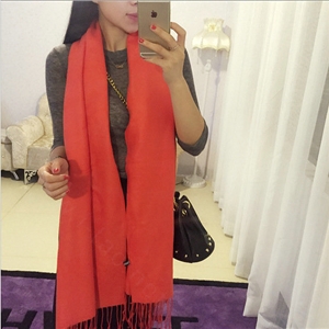 Pashmina Women Scarf Shawl Cashmere Warm Winter Solid Scarves 190*70CM - Orange