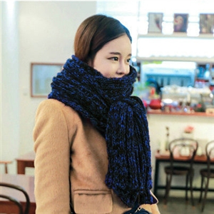 Patchwork Unisex Scarf Shawls Winter Warm Mohair Solid Scarves 190*40CM - Blue