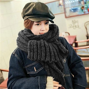 Patchwork Unisex Scarf Shawls Winter Warm Mohair Solid Scarves 190*40CM - Dark Grey