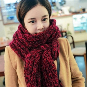 Patchwork Unisex Scarf Shawls Winter Warm Mohair Solid Scarves 190*40CM - Red