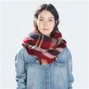 Plaid Scarf Shawls Pashmina Women Warm Cashmere Solid Scarves 140*140CM - Dark Red