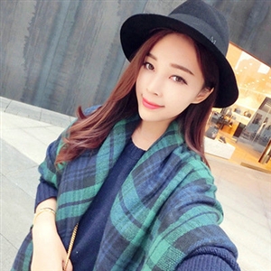 Plaid Scarf Shawls Pashmina Women Warm Cashmere Solid Scarves 140*140CM - Green