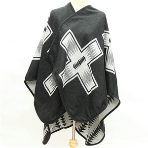 Plaid Scarf Shawls Woman Pashmina Winter Warm Cashmere Female Panties 140*135CM - Black