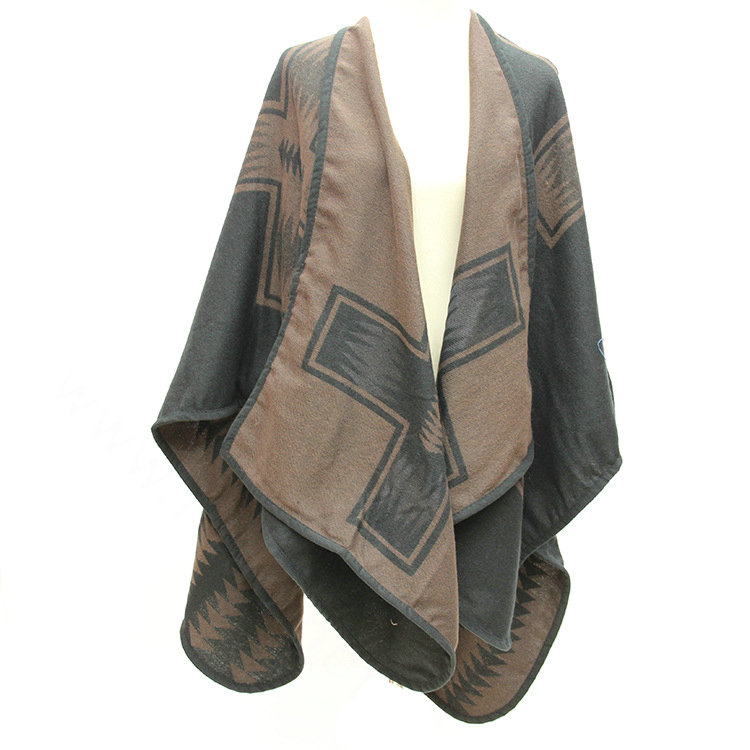 Plaid Scarf Shawls Woman Pashmina Winter Warm Cashmere Female Panties 140*135CM - Brown