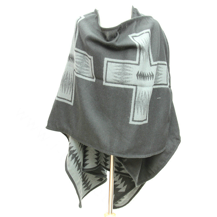 Plaid Scarf Shawls Woman Pashmina Winter Warm Cashmere Female Panties 140*135CM - Grey