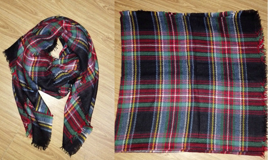 Plaid Scarf Shawls Women Winter Warm Cashmere Solid Wholesale 140*140CM - Blue