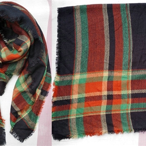 Plaid Scarf Shawls Women Winter Warm Cashmere Solid Wholesale 140*140CM - Green