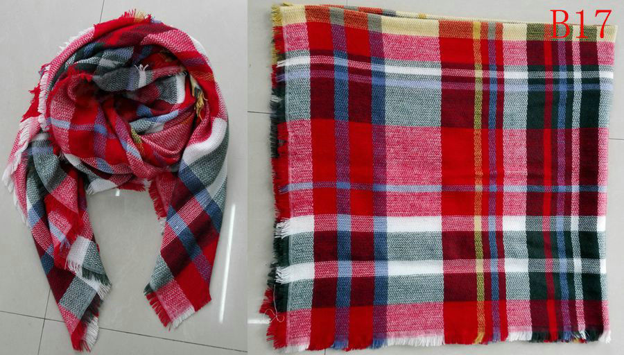Plaid Scarf Shawls Women Winter Warm Cashmere Solid Wholesale 140*140CM - Red