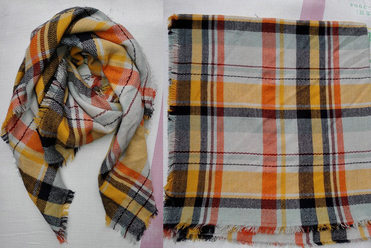 Plaid Scarf Shawls Women Winter Warm Cashmere Solid Wholesale 140*140CM - Yellow