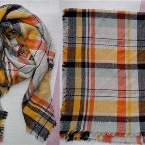 Plaid Scarf Shawls Women Winter Warm Cashmere Solid Wholesale 140*140CM - Yellow