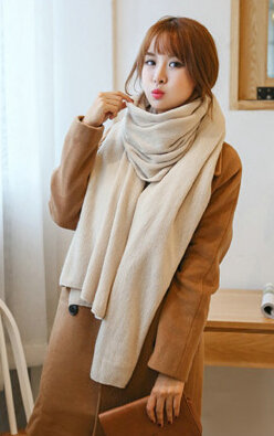 Pretty Unisex Scarf Shawl Winter Warm Cashmere Solid Panties 220*60CM - Beige