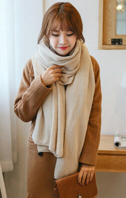 Pretty Unisex Scarf Shawl Winter Warm Cashmere Solid Panties 220*60CM - Beige