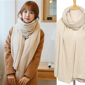 Pretty Unisex Scarf Shawl Winter Warm Cashmere Solid Panties 220*60CM - Beige
