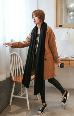 Pretty Unisex Scarf Shawl Winter Warm Cashmere Solid Panties 220*60CM - Black