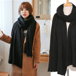 Pretty Unisex Scarf Shawl Winter Warm Cashmere Solid Panties 220*60CM - Black