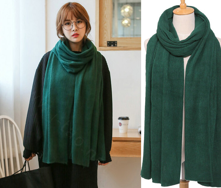 Pretty Unisex Scarf Shawl Winter Warm Cashmere Solid Panties 220*60CM - Blackish Green