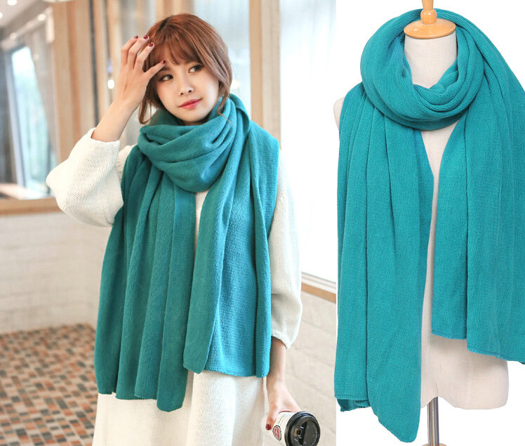 Pretty Unisex Scarf Shawl Winter Warm Cashmere Solid Panties 220*60CM - Blue