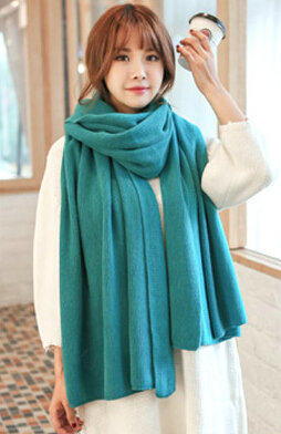 Pretty Unisex Scarf Shawl Winter Warm Cashmere Solid Panties 220*60CM - Blue