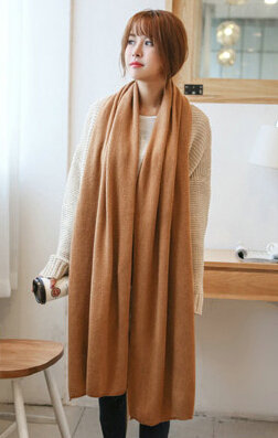 Pretty Unisex Scarf Shawl Winter Warm Cashmere Solid Panties 220*60CM - Brown