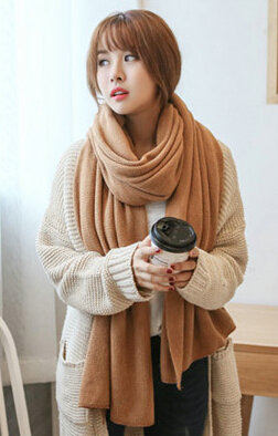 Pretty Unisex Scarf Shawl Winter Warm Cashmere Solid Panties 220*60CM - Brown