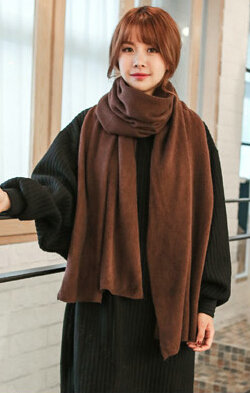 Pretty Unisex Scarf Shawl Winter Warm Cashmere Solid Panties 220*60CM - Coffee