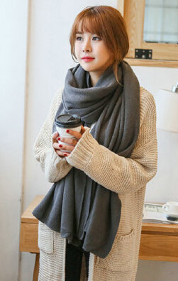 Pretty Unisex Scarf Shawl Winter Warm Cashmere Solid Panties 220*60CM - Dark Grey