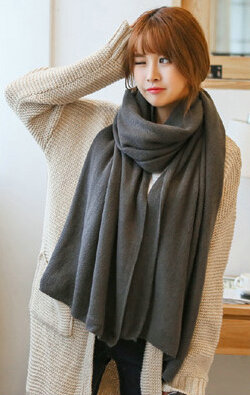 Pretty Unisex Scarf Shawl Winter Warm Cashmere Solid Panties 220*60CM - Dark Grey