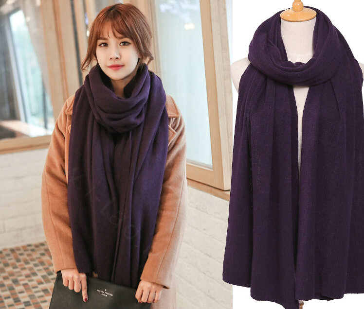 Pretty Unisex Scarf Shawl Winter Warm Cashmere Solid Panties 220*60CM - Dark Purple