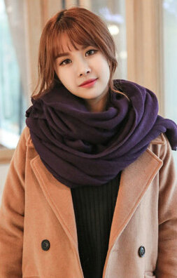 Pretty Unisex Scarf Shawl Winter Warm Cashmere Solid Panties 220*60CM - Dark Purple
