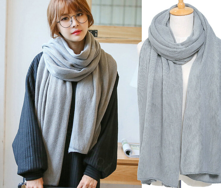 Pretty Unisex Scarf Shawl Winter Warm Cashmere Solid Panties 220*60CM - Grey