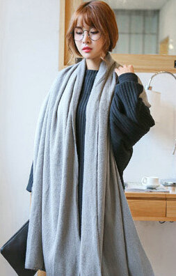 Pretty Unisex Scarf Shawl Winter Warm Cashmere Solid Panties 220*60CM - Grey