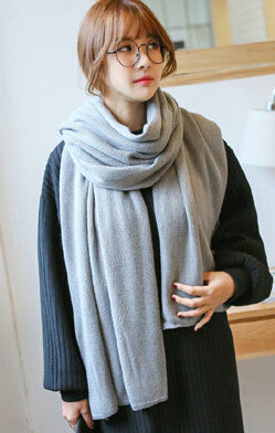 Pretty Unisex Scarf Shawl Winter Warm Cashmere Solid Panties 220*60CM - Grey