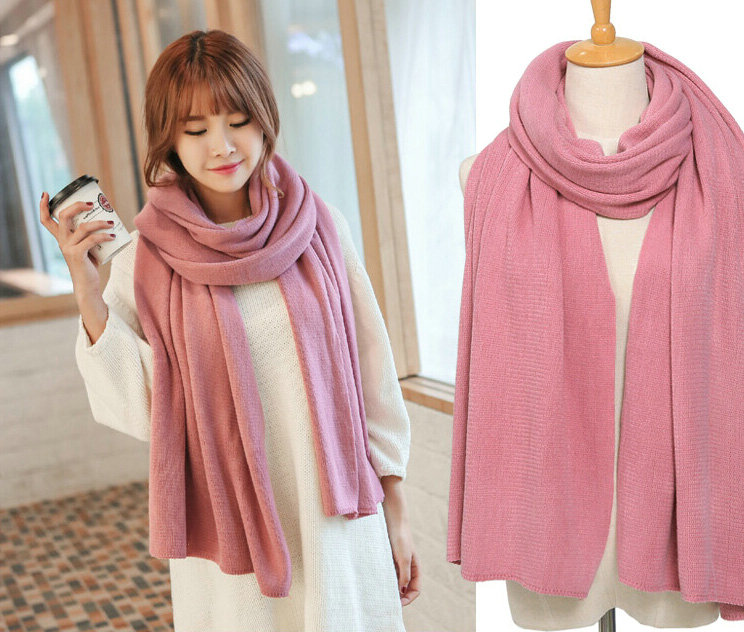 Pretty Unisex Scarf Shawl Winter Warm Cashmere Solid Panties 220*60CM - Hide Powder