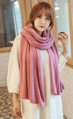 Pretty Unisex Scarf Shawl Winter Warm Cashmere Solid Panties 220*60CM - Hide Powder