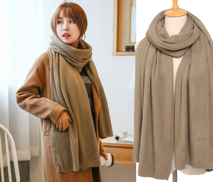 Pretty Unisex Scarf Shawl Winter Warm Cashmere Solid Panties 220*60CM - Khaki