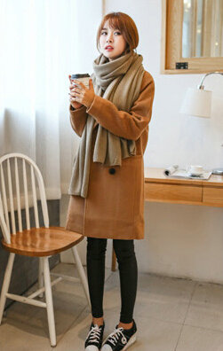 Pretty Unisex Scarf Shawl Winter Warm Cashmere Solid Panties 220*60CM - Khaki