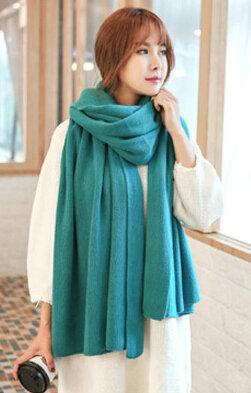 Pretty Unisex Scarf Shawl Winter Warm Cashmere Solid Panties 220*60CM - Lake Blue