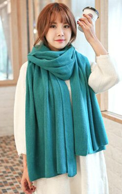 Pretty Unisex Scarf Shawl Winter Warm Cashmere Solid Panties 220*60CM - Lake Blue