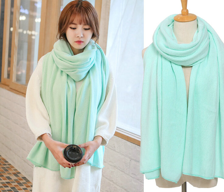 Pretty Unisex Scarf Shawl Winter Warm Cashmere Solid Panties 220*60CM - Mint Blue